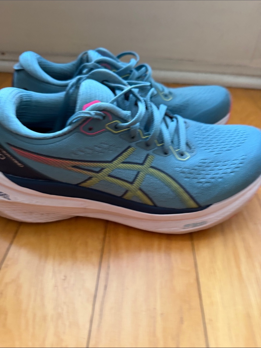 Asics turquoise and pink Gel Kayano 30 sneakers